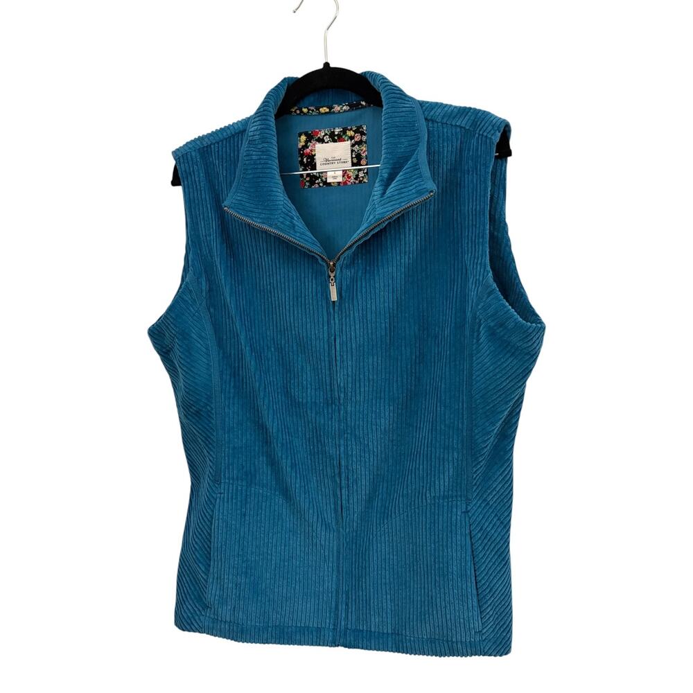 The Vermont Country Store Vest L Layering Ribbed Design Classic Simple